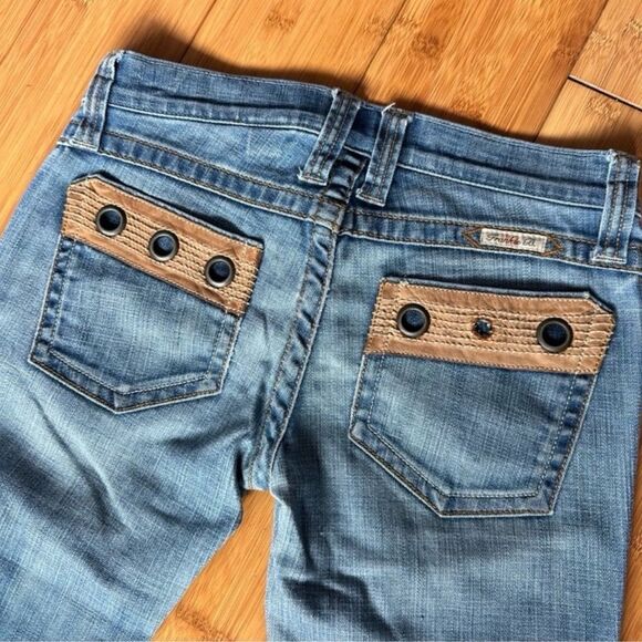 Frankie B. Vintage Light Blue Jeans with Tan Accents - Picture 4 of 8